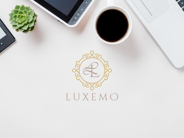 L letter logo design Luxemo coffee cup
