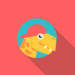smiling dinosaur head with hat logo design