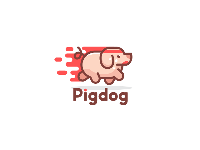 running pig dog logo design