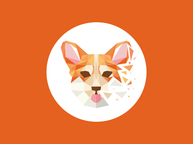 Polygon dog logo design corgi