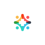 Colorful health care logo design white cross