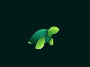 green on black turtle simple logo