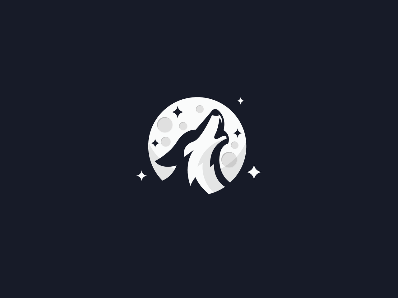 wolf howling at the moon logo design