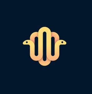 Twin yellow snake logo design