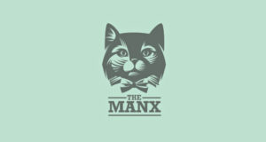 The manx cat with a bowtie logo design
